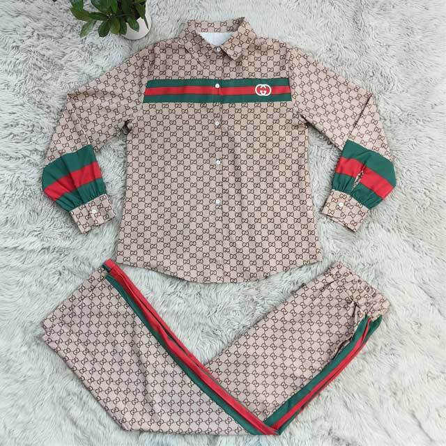 Printed Shirt Top Casual Pants Set