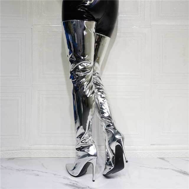 Leather High Heeled Over Knee Boot