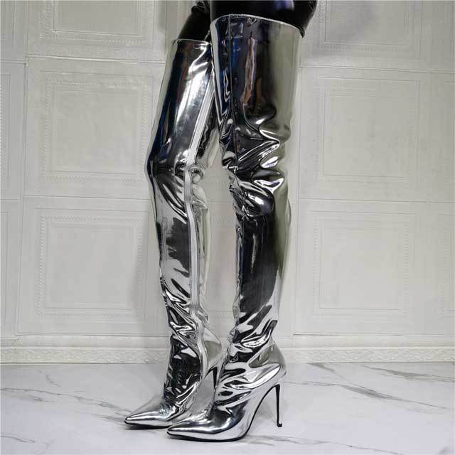 Leather High Heeled Over Knee Boot