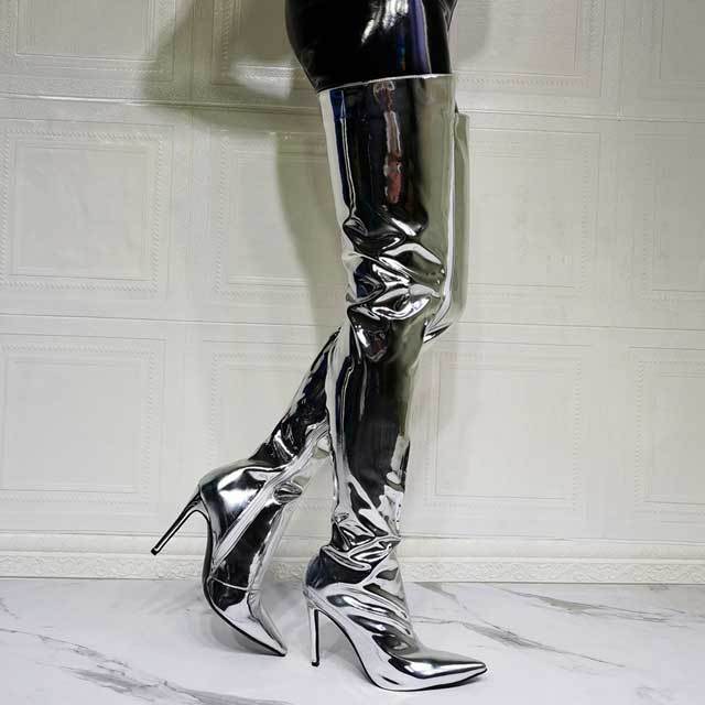 Leather High Heeled Over Knee Boot