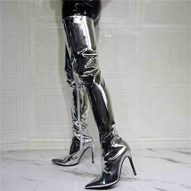 Leather High Heeled Over Knee Boot