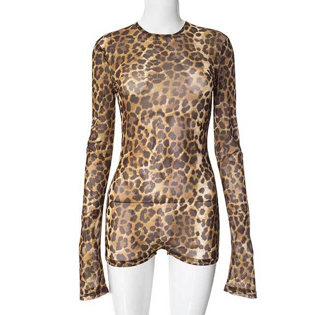Retro Leopard Print Backless Romper