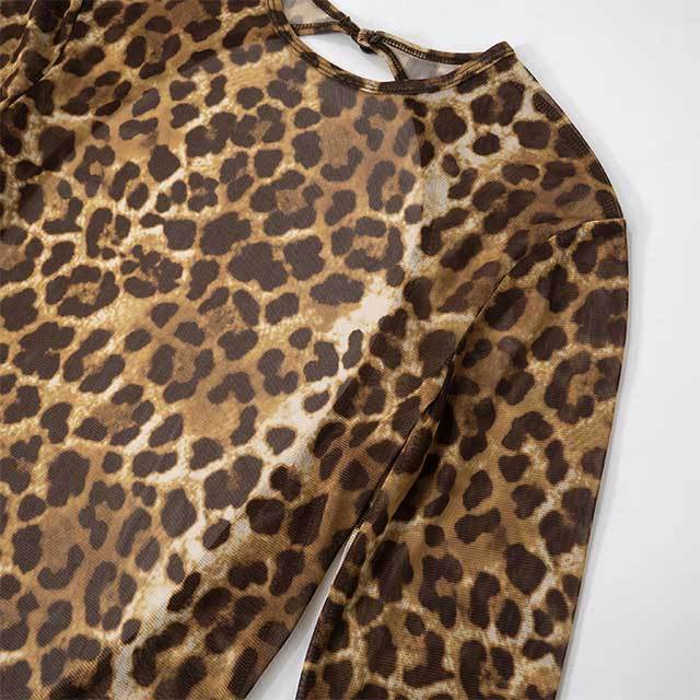 Retro Leopard Print Backless Romper