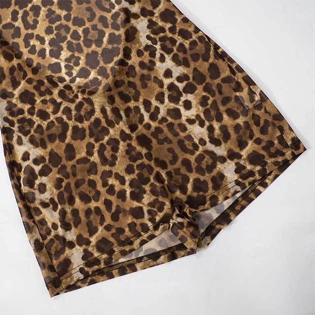 Retro Leopard Print Backless Romper