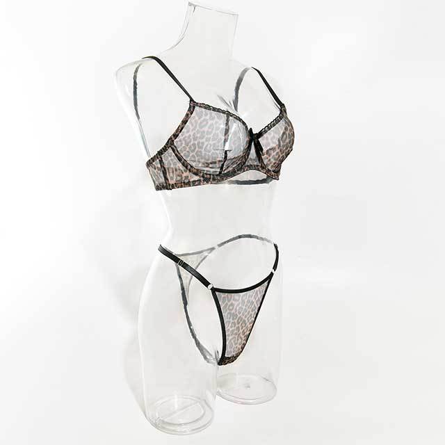French Style Leopard Print Bra Set