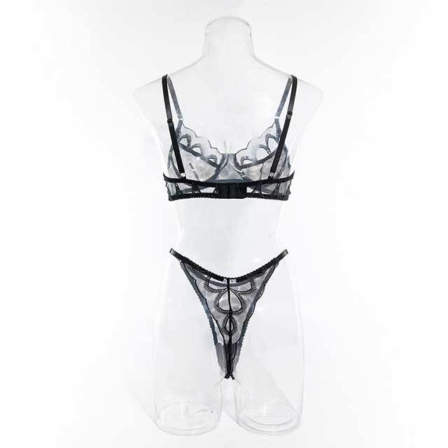 Lace Leopard Print Lingerie Bra Set
