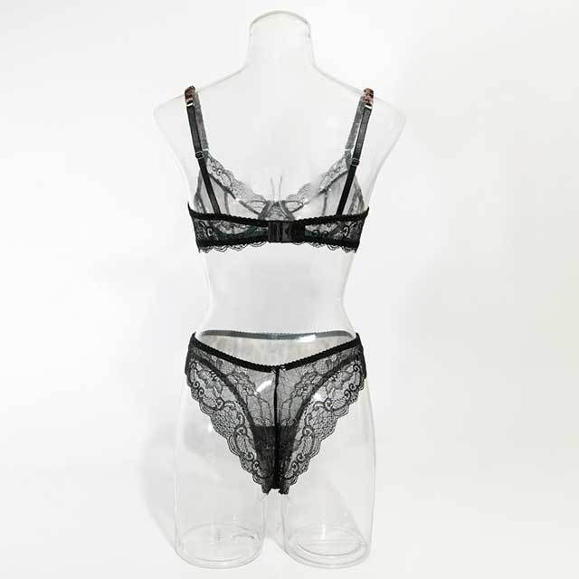 Lace Trim Leopard Print Push-up Bra Set