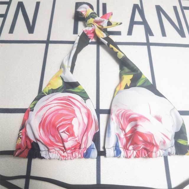 Floral Print Strappy Bikini Set