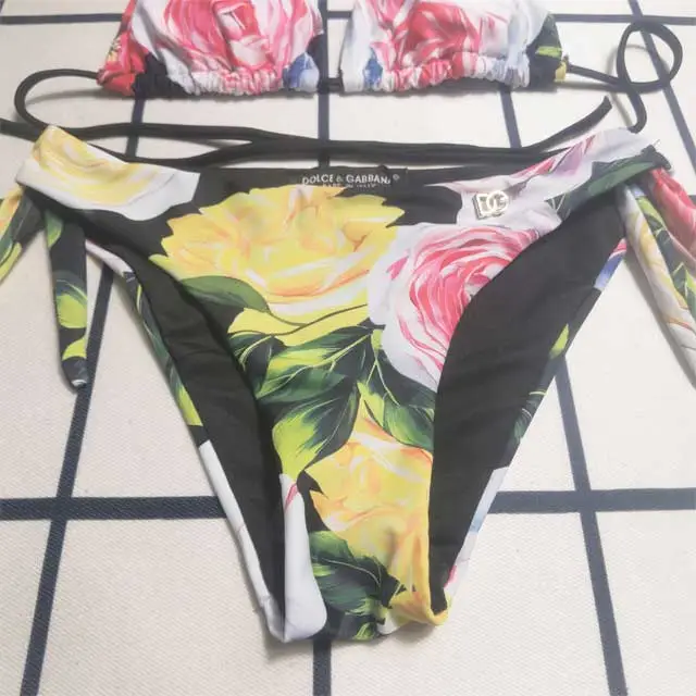 Floral Print Strappy Bikini Set