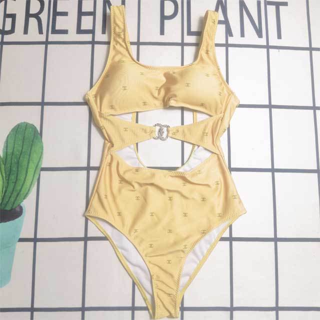 Printed Hollow Out Backless Swimsuit