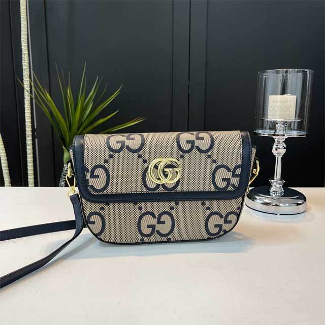 Metal Logo Leather Printed Messenger Bag