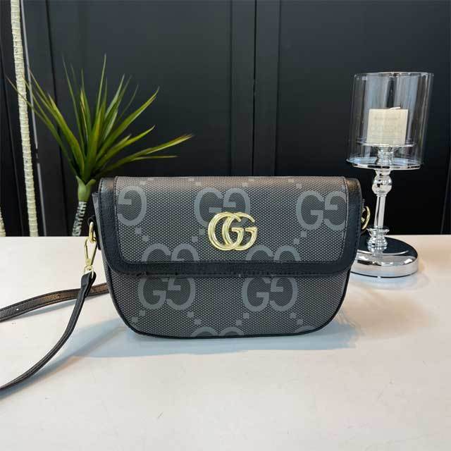 Metal Logo Leather Printed Messenger Bag
