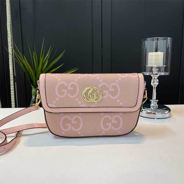 Metal Logo Leather Printed Messenger Bag