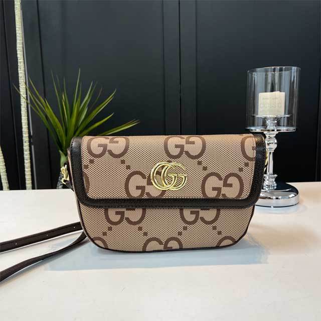 Metal Logo Leather Printed Messenger Bag