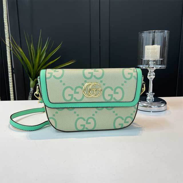 Metal Logo Leather Printed Messenger Bag
