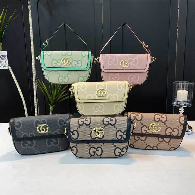 Metal Logo Leather Printed Messenger Bag