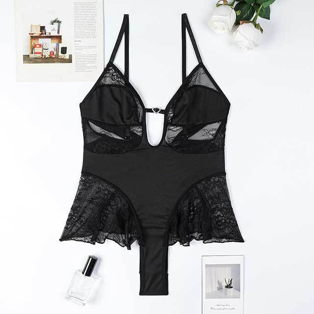 See Through Hollow Out Lace Lingerie Teddy