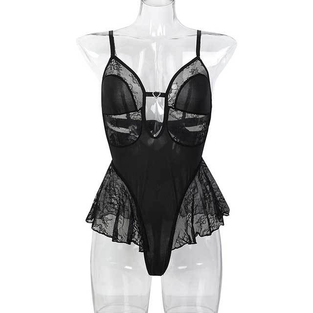 See Through Hollow Out Lace Lingerie Teddy