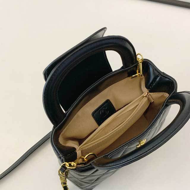 Metal Logo Leather Crossbody Handbag