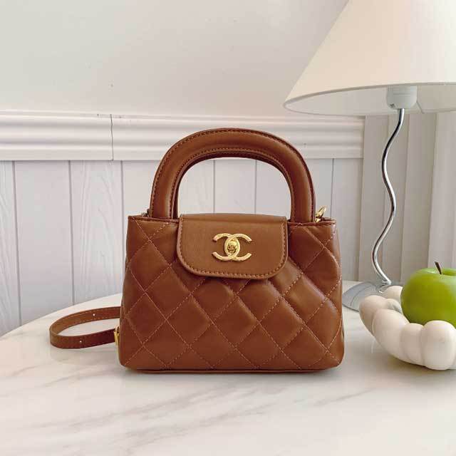 Metal Logo Leather Crossbody Handbag