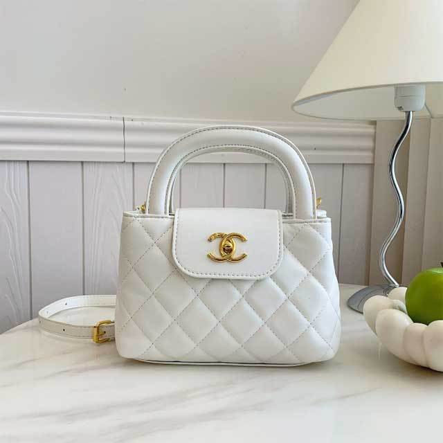 Metal Logo Leather Crossbody Handbag