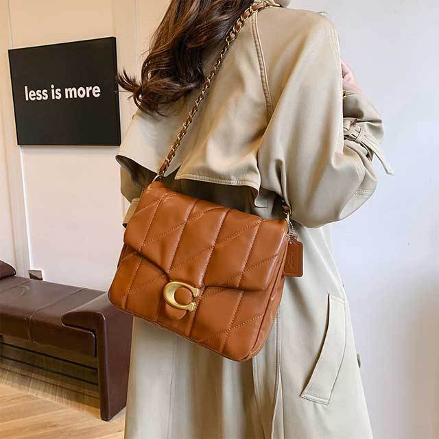 Metal Logo Leather Fashion Shoulder Bag