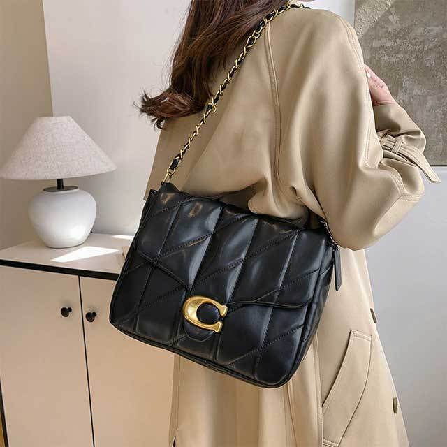 Metal Logo Leather Fashion Shoulder Bag