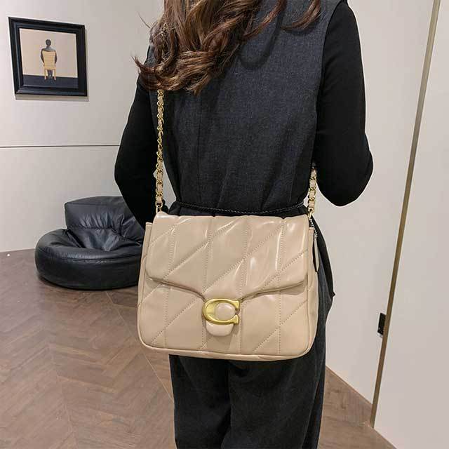 Metal Logo Leather Fashion Shoulder Bag