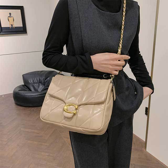 Metal Logo Leather Fashion Shoulder Bag