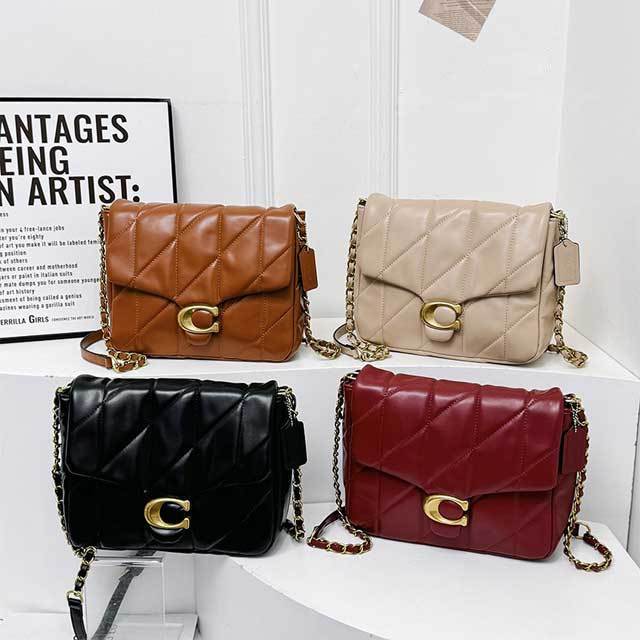 Metal Logo Leather Fashion Shoulder Bag