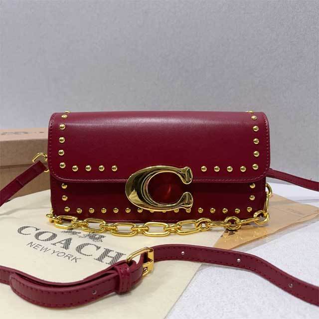 Fashion Logo Rivets Leather Messenger Bag