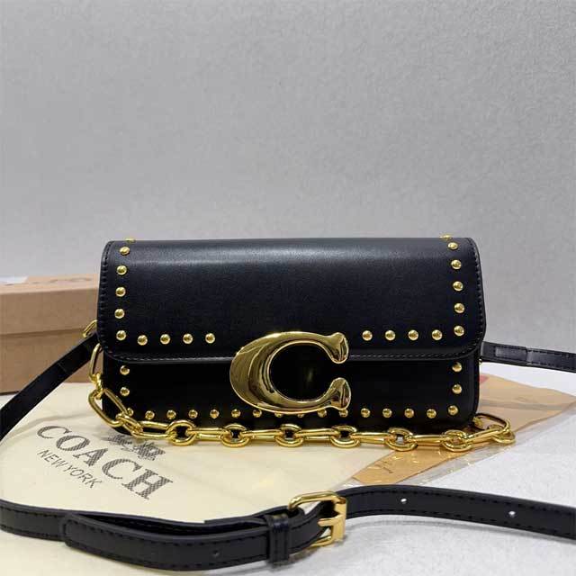 Fashion Logo Rivets Leather Messenger Bag
