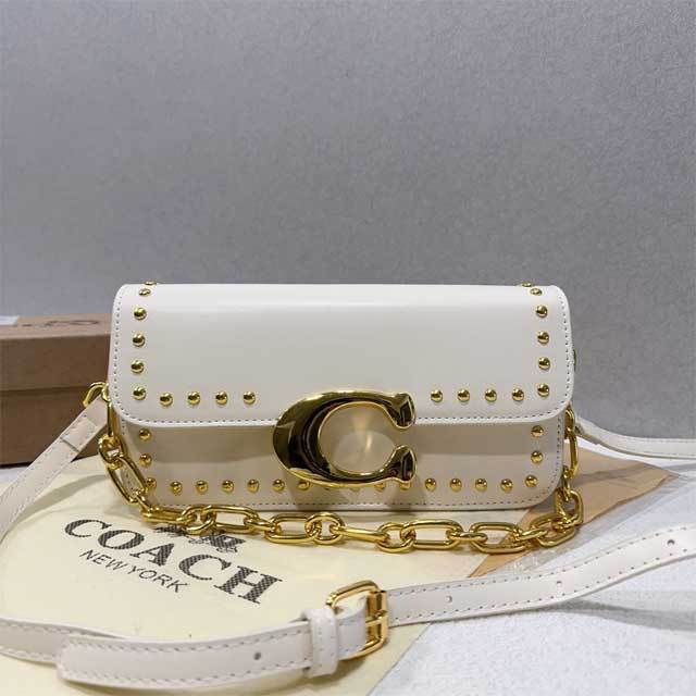 Fashion Logo Rivets Leather Messenger Bag