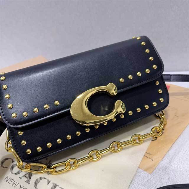 Fashion Logo Rivets Leather Messenger Bag