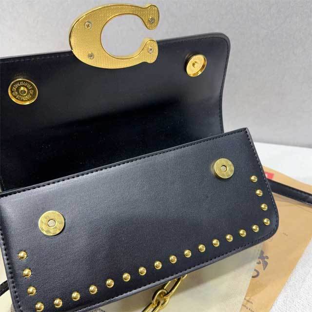 Fashion Logo Rivets Leather Messenger Bag