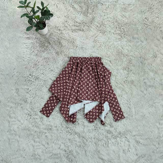 Tied Printed Irregular Skirt