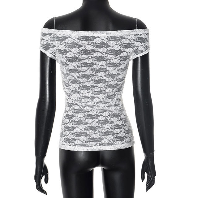 One Shoulder See Through Lace Top