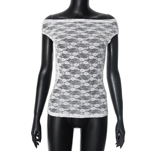 One Shoulder See Through Lace Top