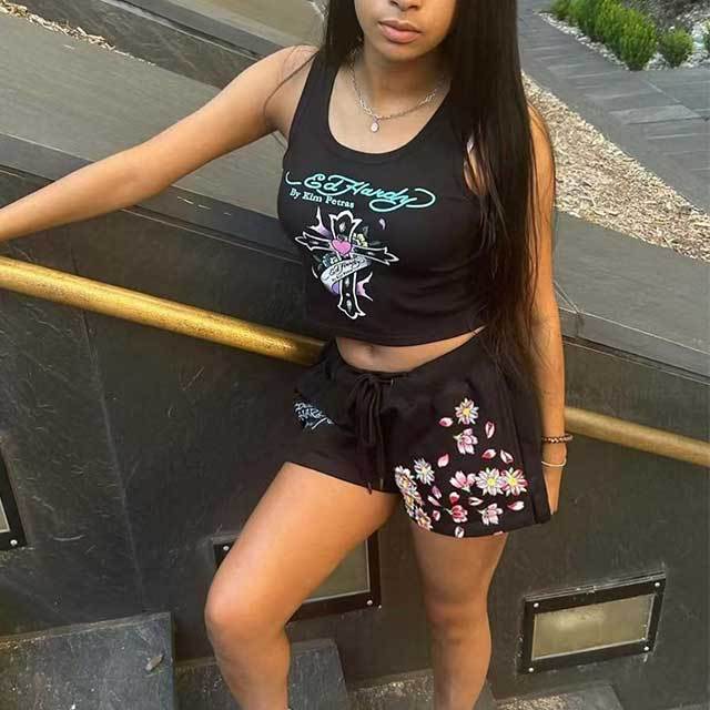 Casual Printed Tank Top Short Set 2 Pieces