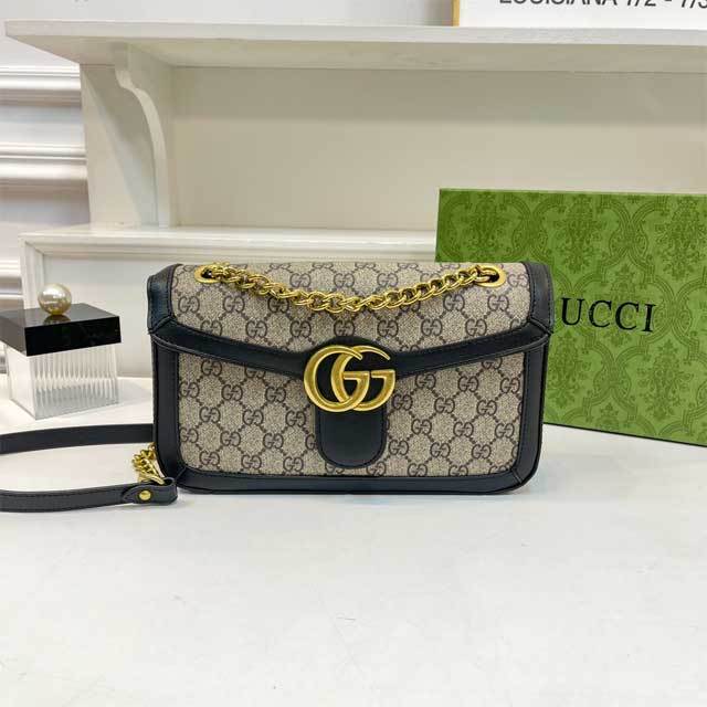 Metal Logo Leather Chained Messenger Bag