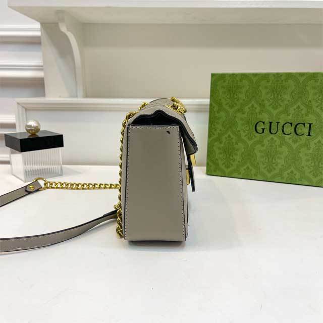 Metal Logo Leather Chained Messenger Bag