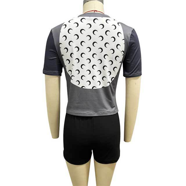 Street Fashion Printed Tight Short Set