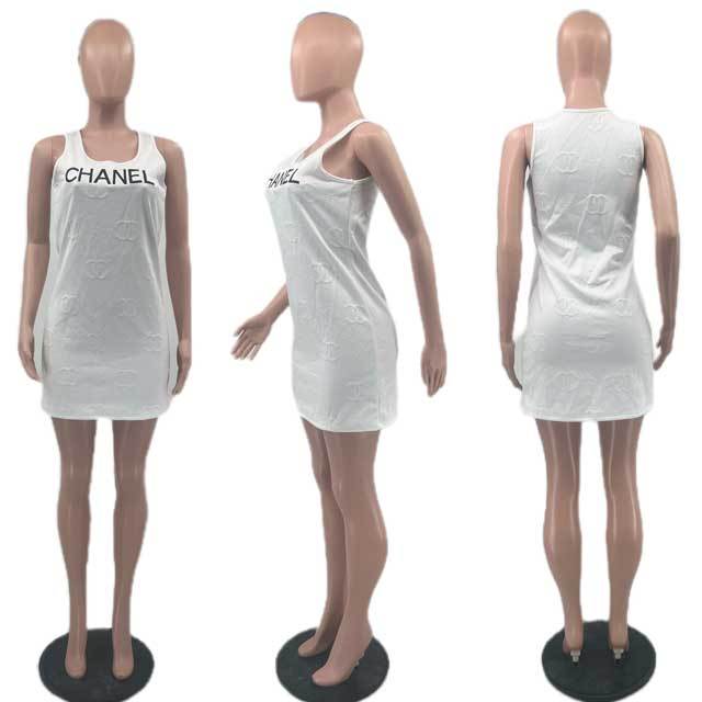 Embossing Bodycon Vest Dress