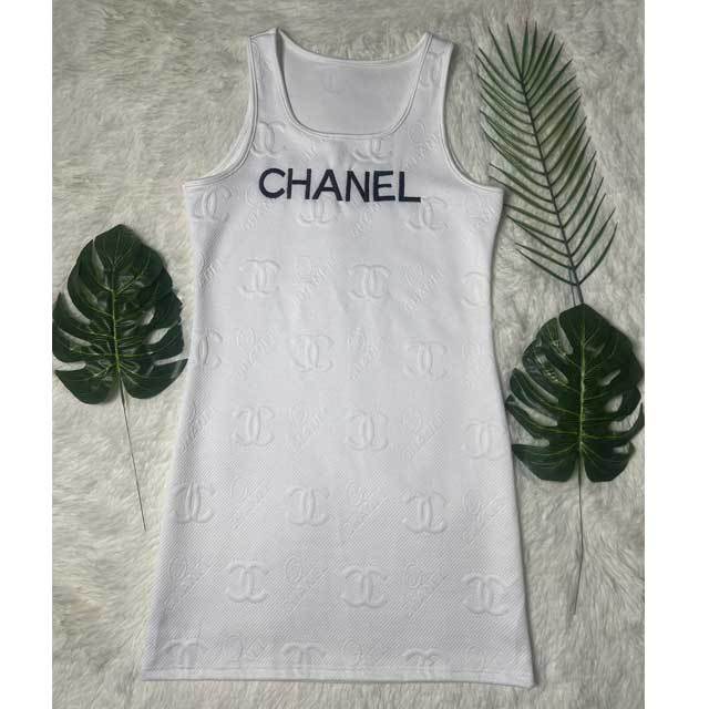 Embossing Bodycon Vest Dress