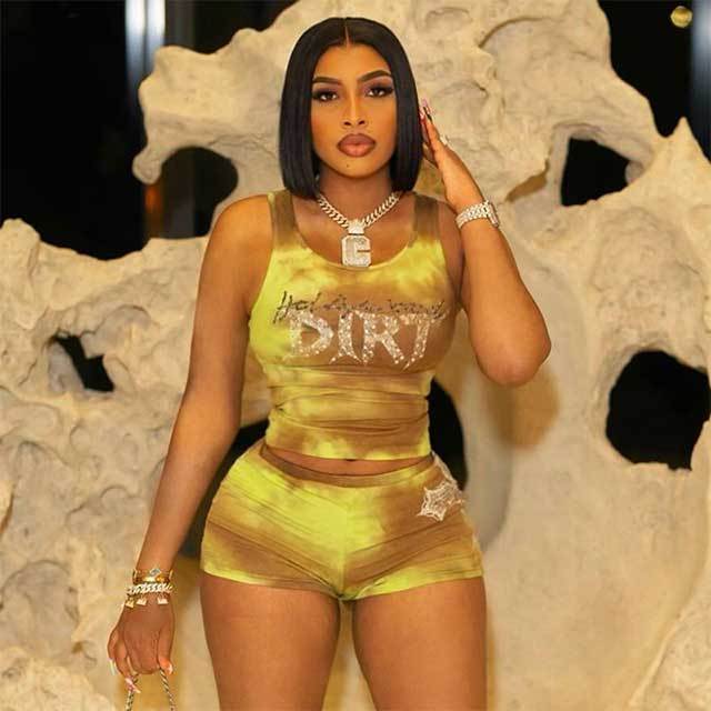 Tie-dye Printed Tank Top Fitted Short Set 2 Pieces
