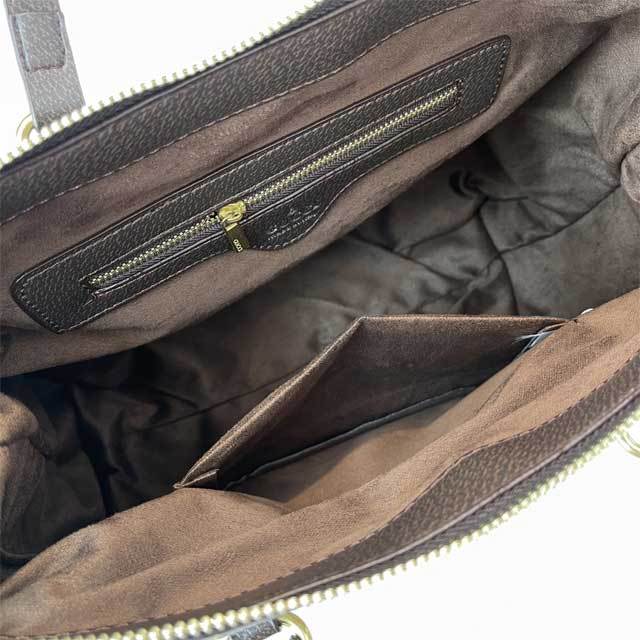 Metal Logo Leather Printed Handbag