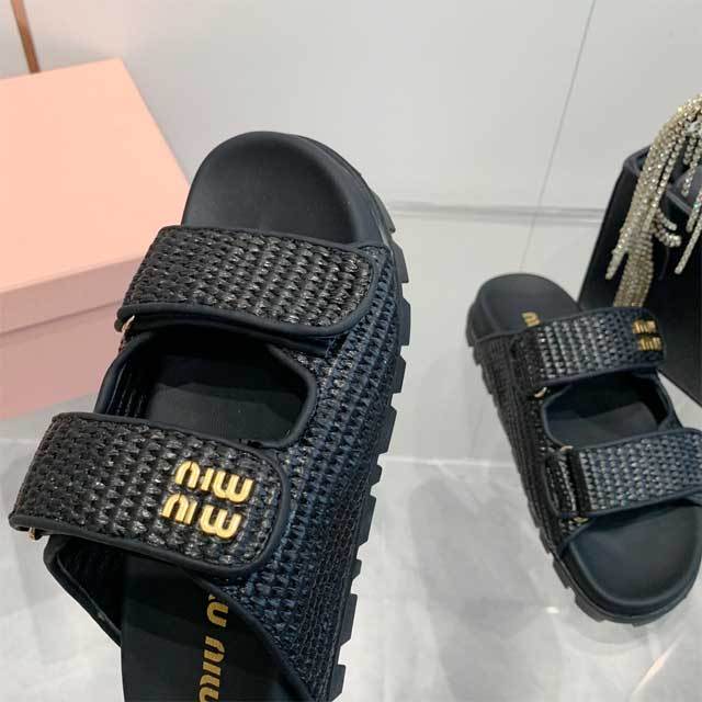 Braid Velcro Flat Sandals