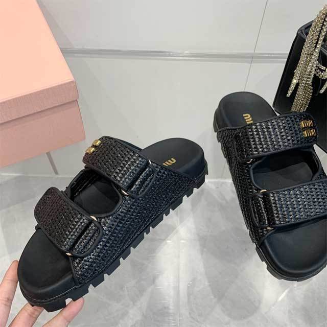 Braid Velcro Flat Sandals