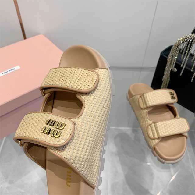 Braid Velcro Flat Sandals