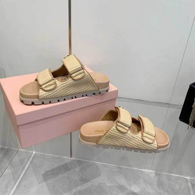 Braid Velcro Flat Sandals